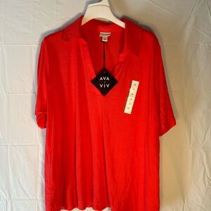 Ava & Viv Vibrant Coral Polo Shirt